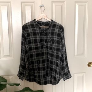 Madewell Terrace Lace-Up Shirt in Owens Plaid Size M